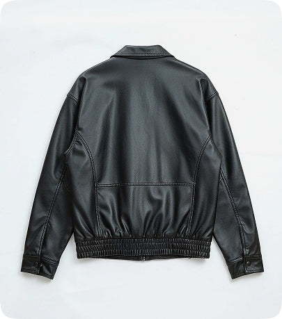 Classic Faux Leather Jacket in Black