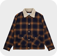 Flannel Jacket in Navy Blue & Brown