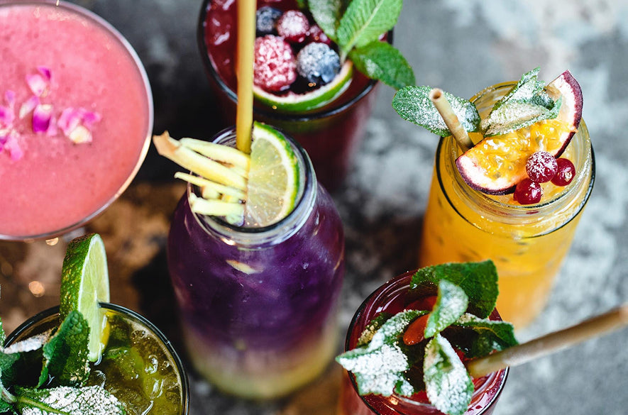 Summer refreshing exotic cocktails