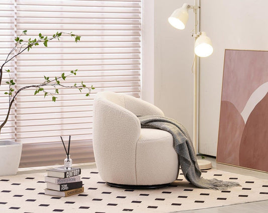 Teddy fabric swivel accent armchair chair with black